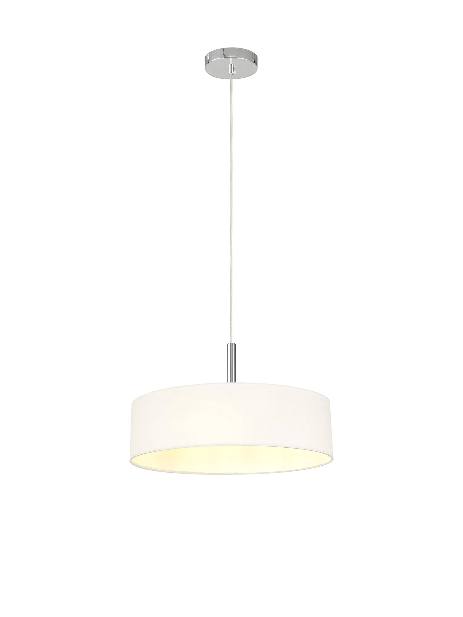 Baymont 45cm 3 Light Pendant Polished Chrome, White DK0691  Deco Baymont CH WH